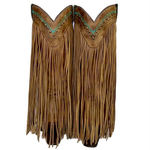 Sold CORRAL Vintage Fringe Aztec Swarovski Crystal Cowgirl Cowboy Western Boots - Picture 4 of 4